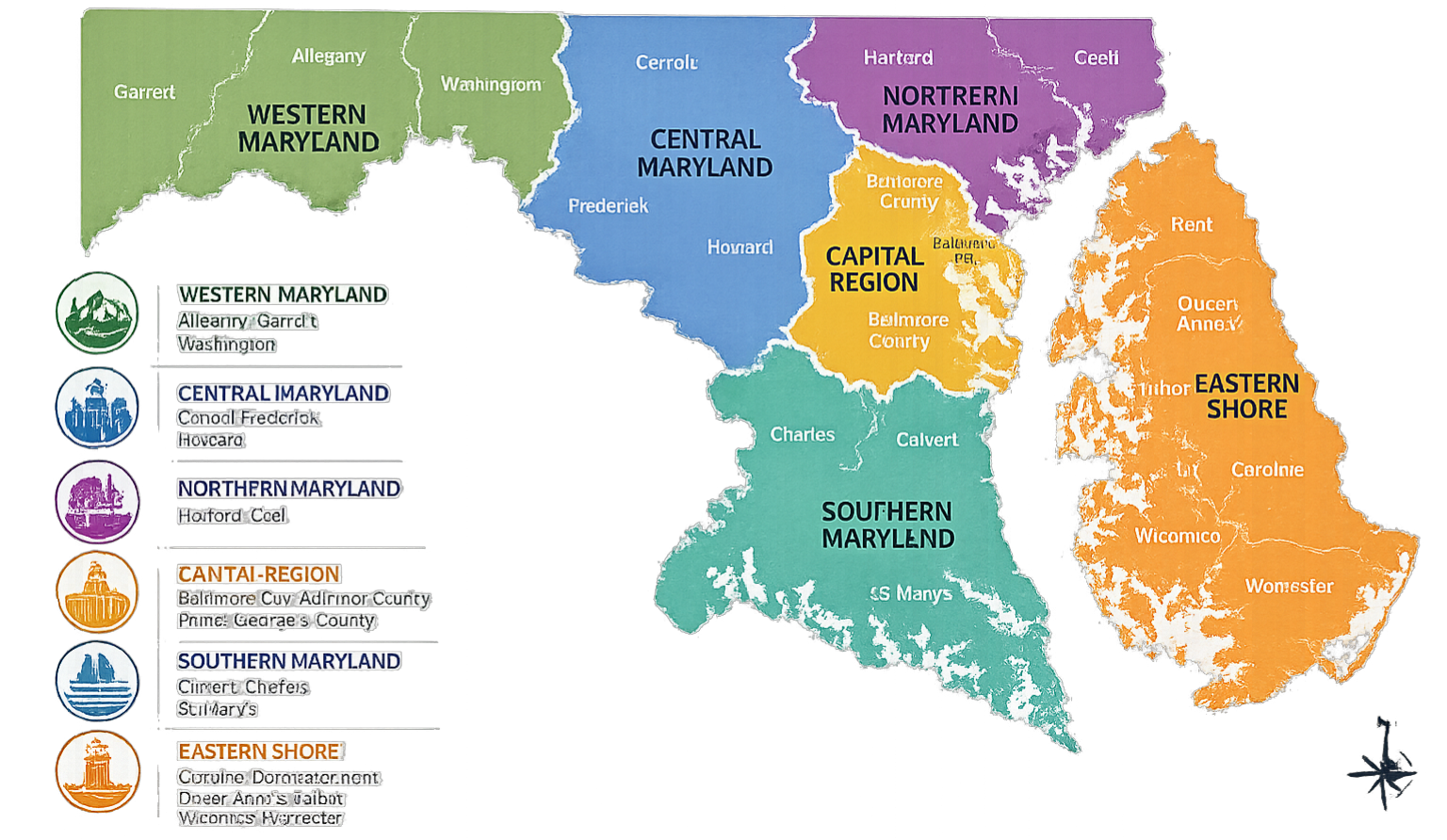 Map of Maryland, the region we serve via telehealth